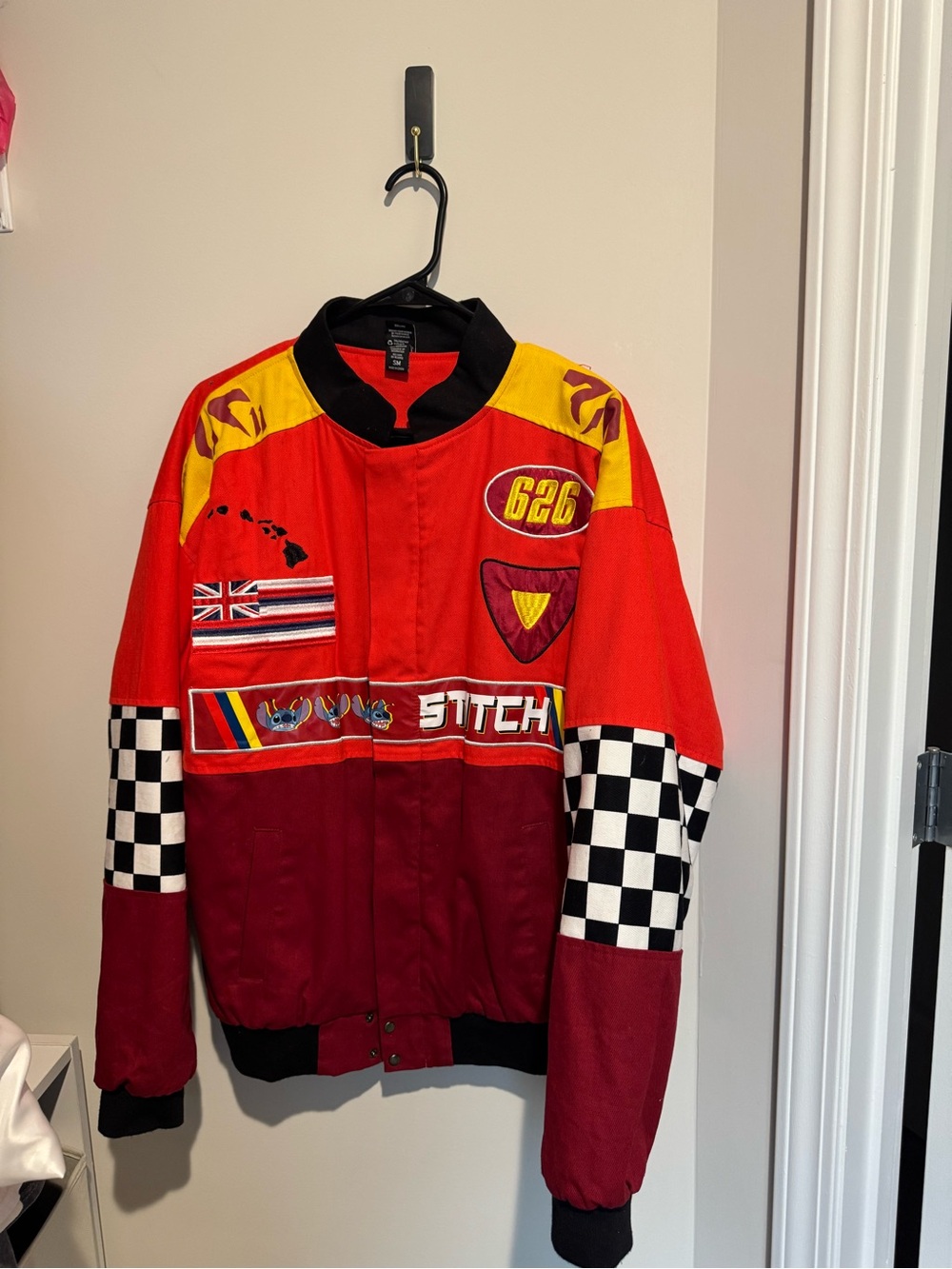 BoxLunch Stitch Red & Maroon Racing Patchwork Jacket